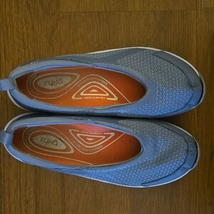 Ryka shoe Light Blue Contoured Footbed Arch Support White Gray Soles 7.5 Clean